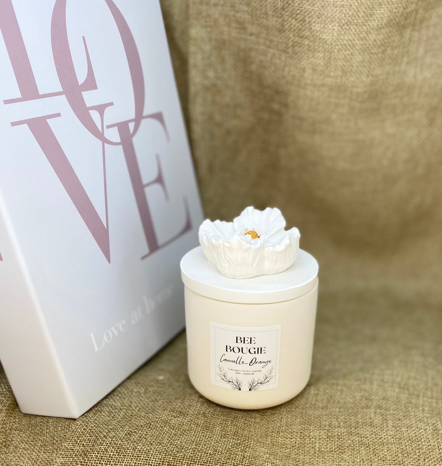 Bougie Parfumée - cire de colza - pot jesmonite naturel