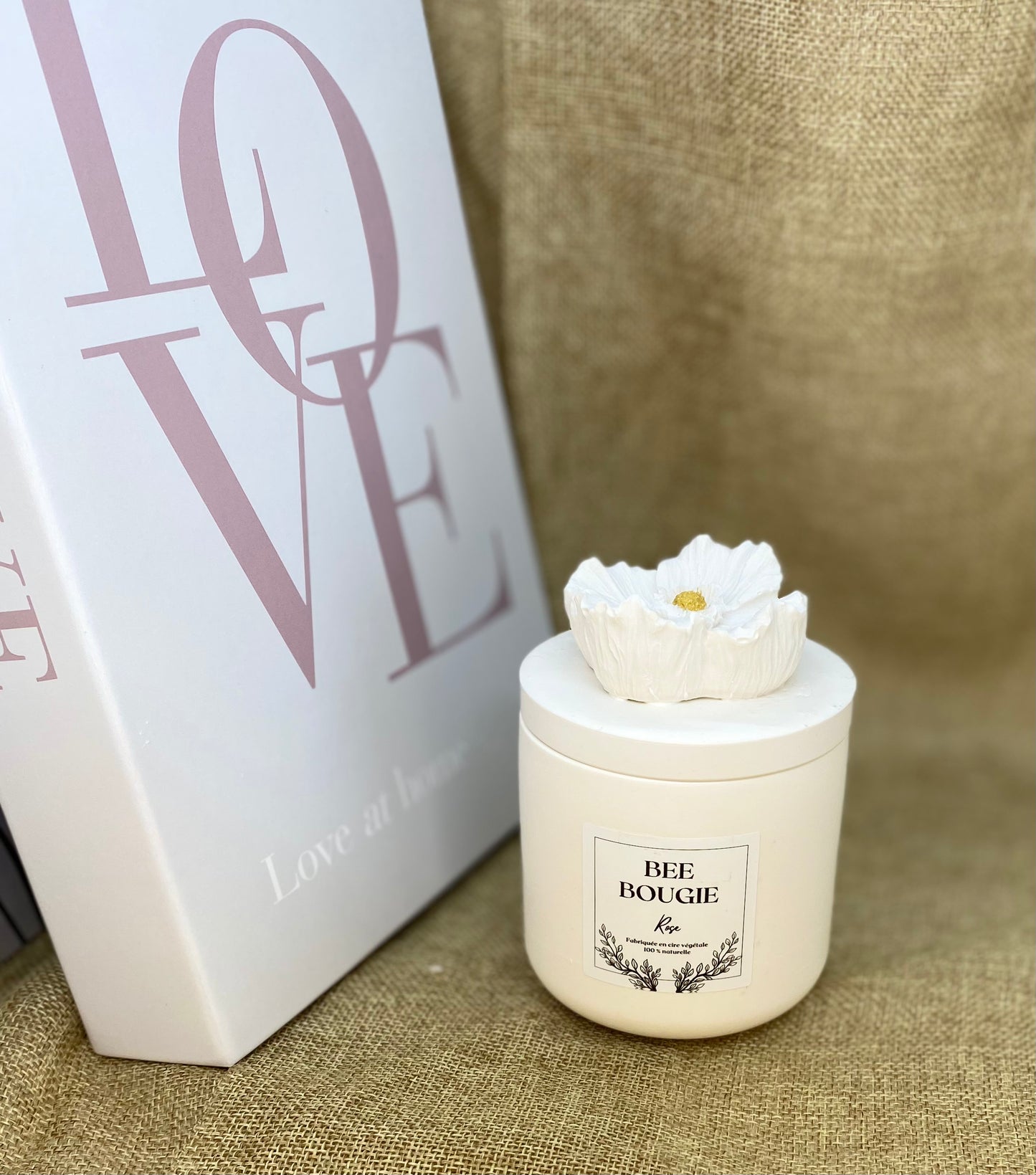 Bougie Parfumée - cire de colza - pot jesmonite naturel