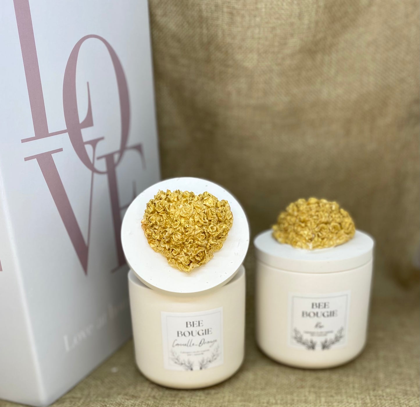 Bougie Parfumée - cire de colza - pot jesmonite naturel