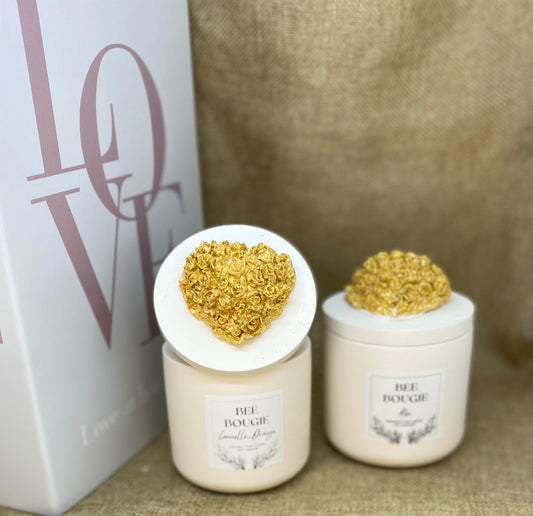 Bougie Parfumée - cire de colza - pot jesmonite naturel