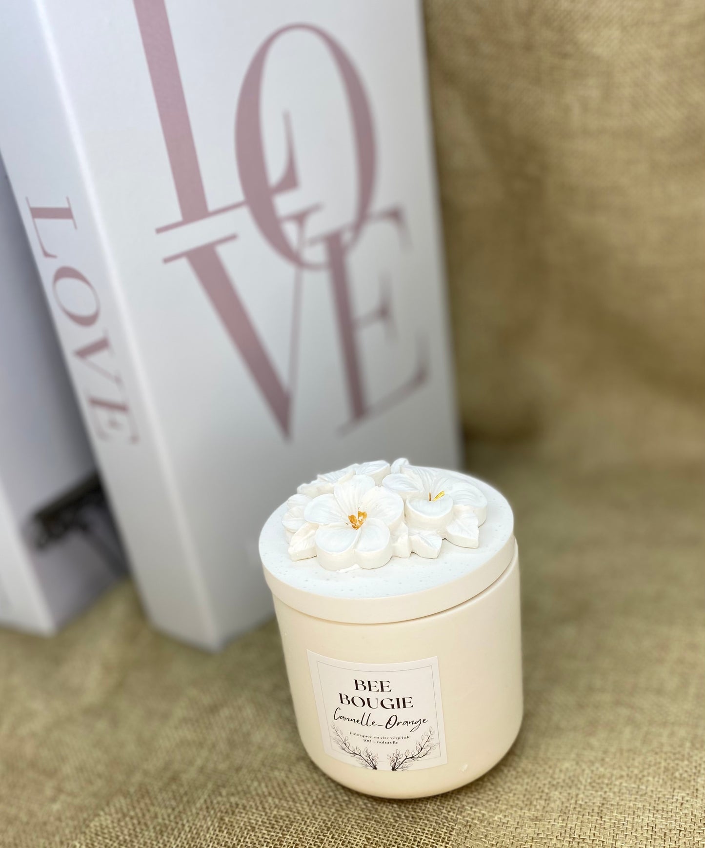 Bougie Parfumée - cire de colza - pot jesmonite naturel