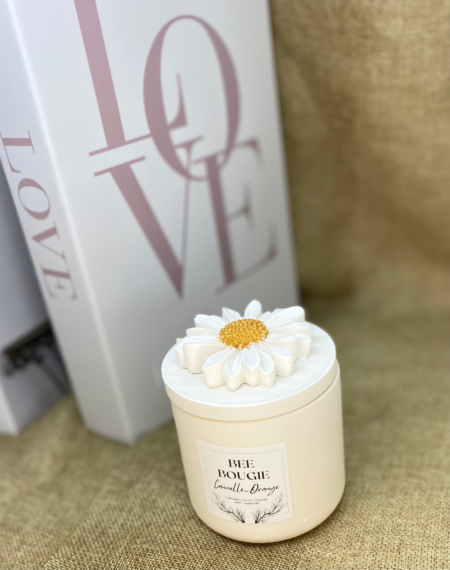 Bougie Parfumée - cire de colza - pot jesmonite naturel