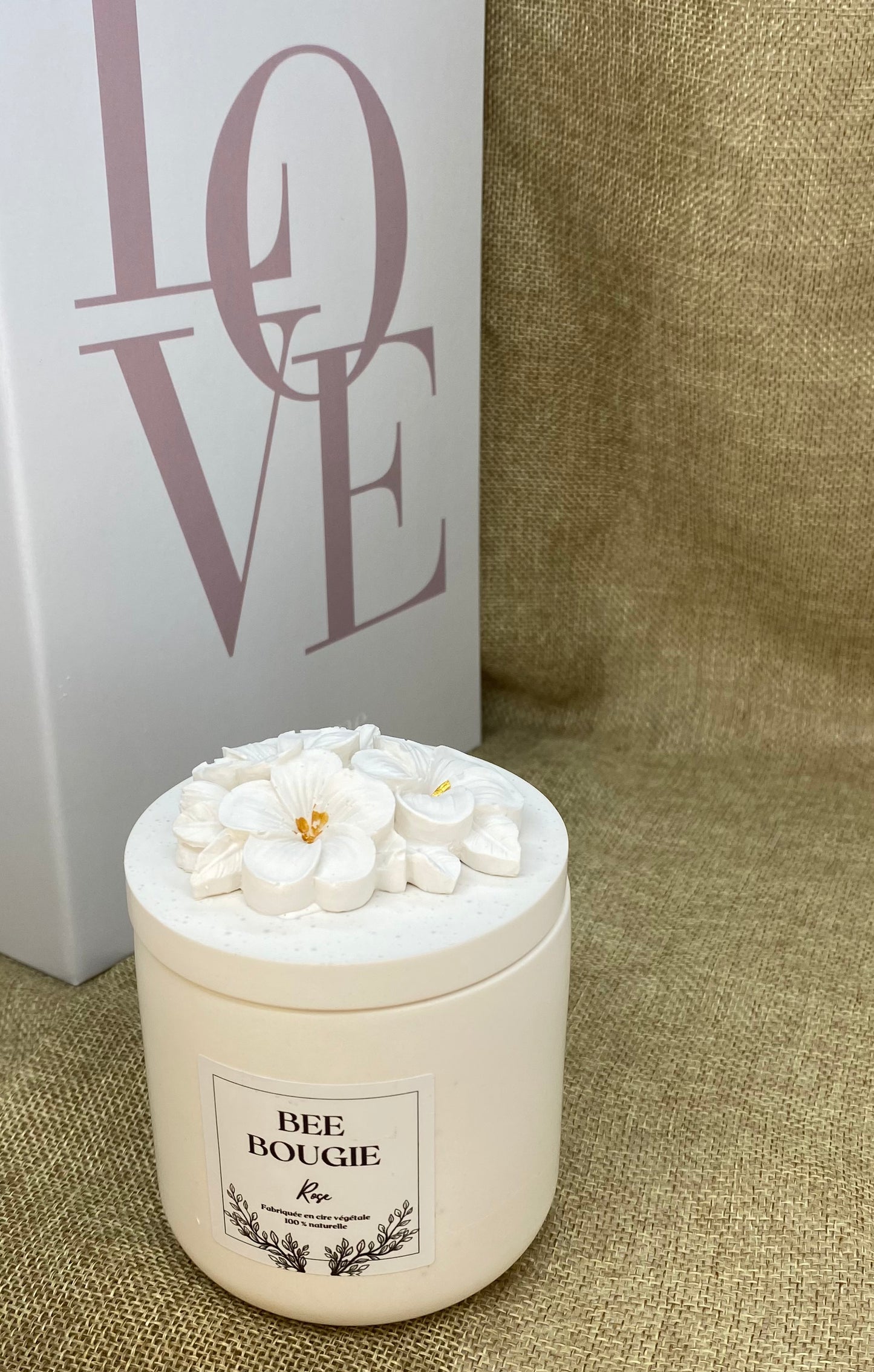 Bougie Parfumée - cire de colza - pot jesmonite naturel