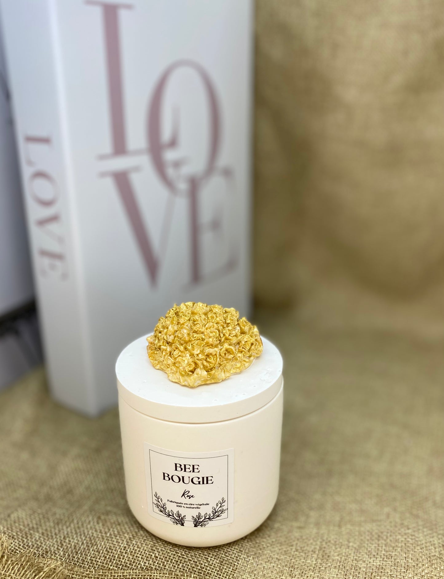 Bougie Parfumée - cire de colza - pot jesmonite naturel